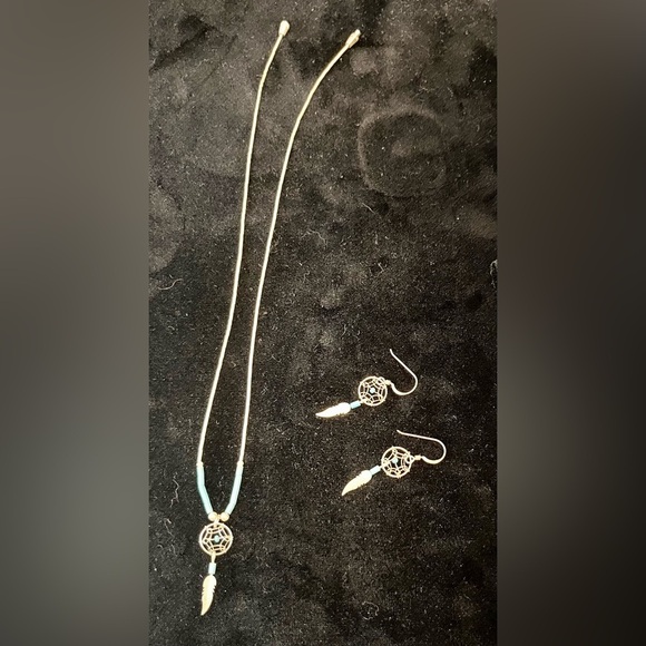Sterling Silver and Turquoise Dreamcatcher Jewelry Set Native American Southwest - Picture 5 of 16